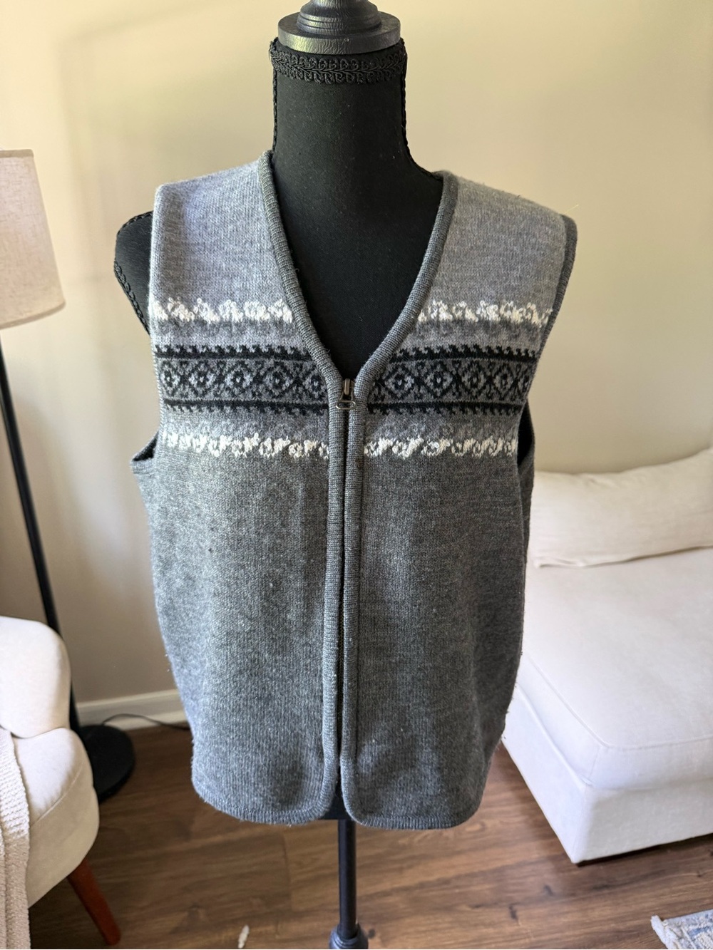 Requirements Gray Fair Isle V-Neck Sweater Vest